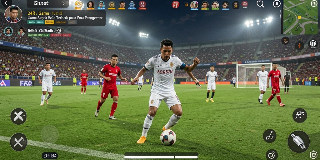 Tampilan gameplay mendebarkan di lapangan sepak bola.
