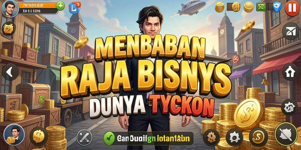 Screenshot gameplay 5ZK menampilkan pembangunan perusahaan dalam dunia Tycoon.