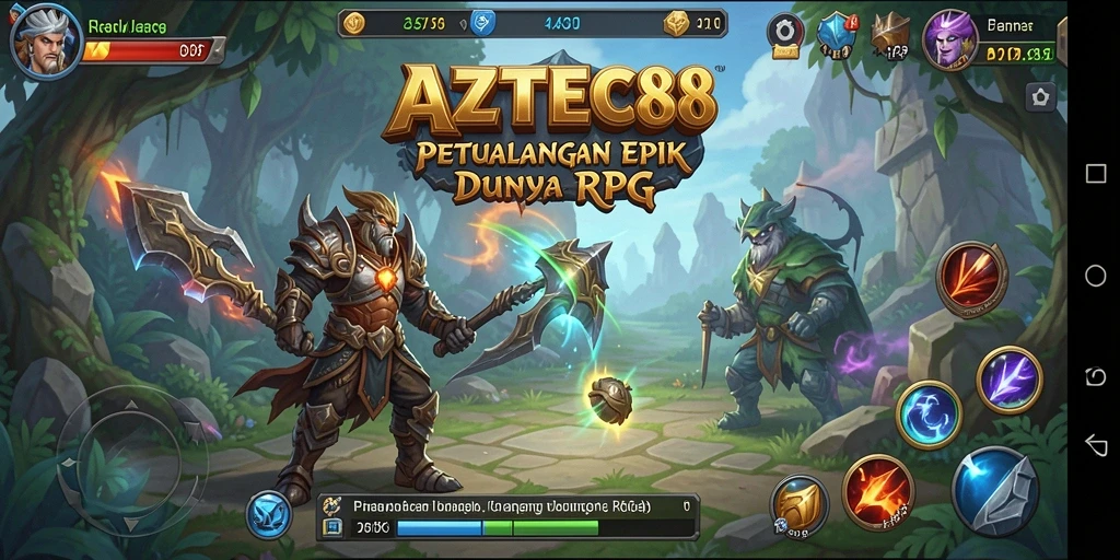 Tampilan gameplay RPG AZTEC88 yang menarik dan penuh petualangan.