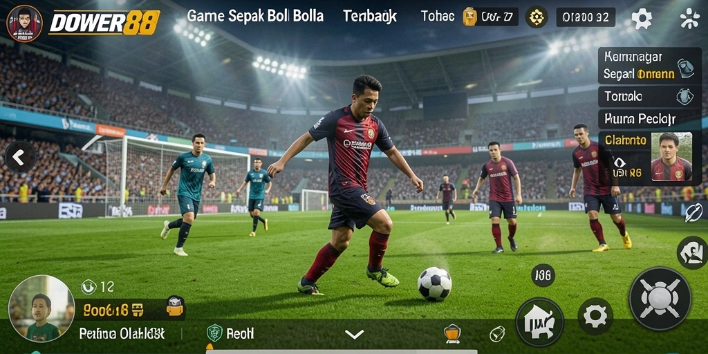 Screenshot DOWER88 menampilkan gameplay sepak bola yang mendebarkan.
