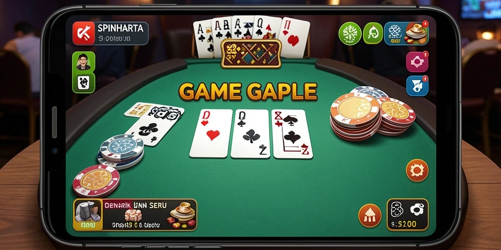 Tampilan gameplay SPINHARTA yang seru dalam permainan Gaple.