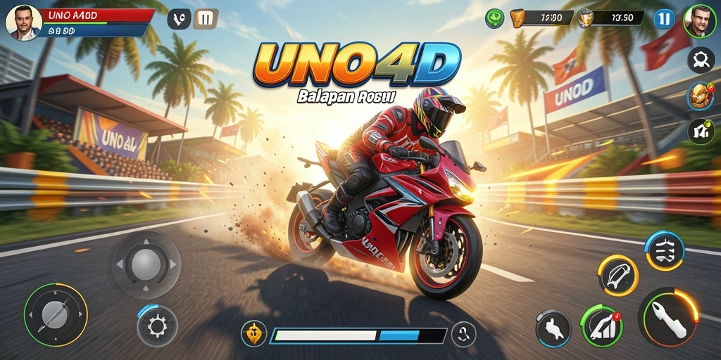 Tampilan gameplay balapan motor yang seru dan mendebarkan.
