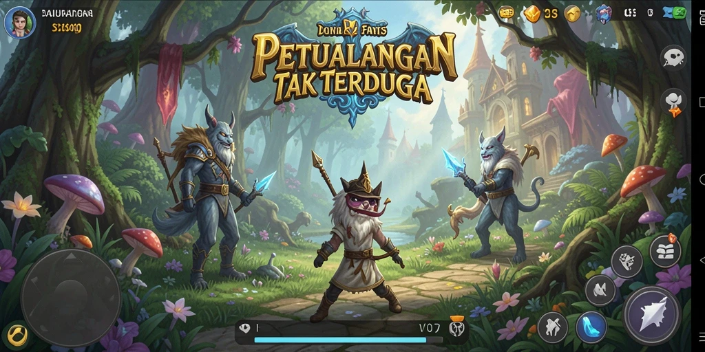 Screenshot utama V07 menampilkan aksi petualangan seru di dunia fantastis.